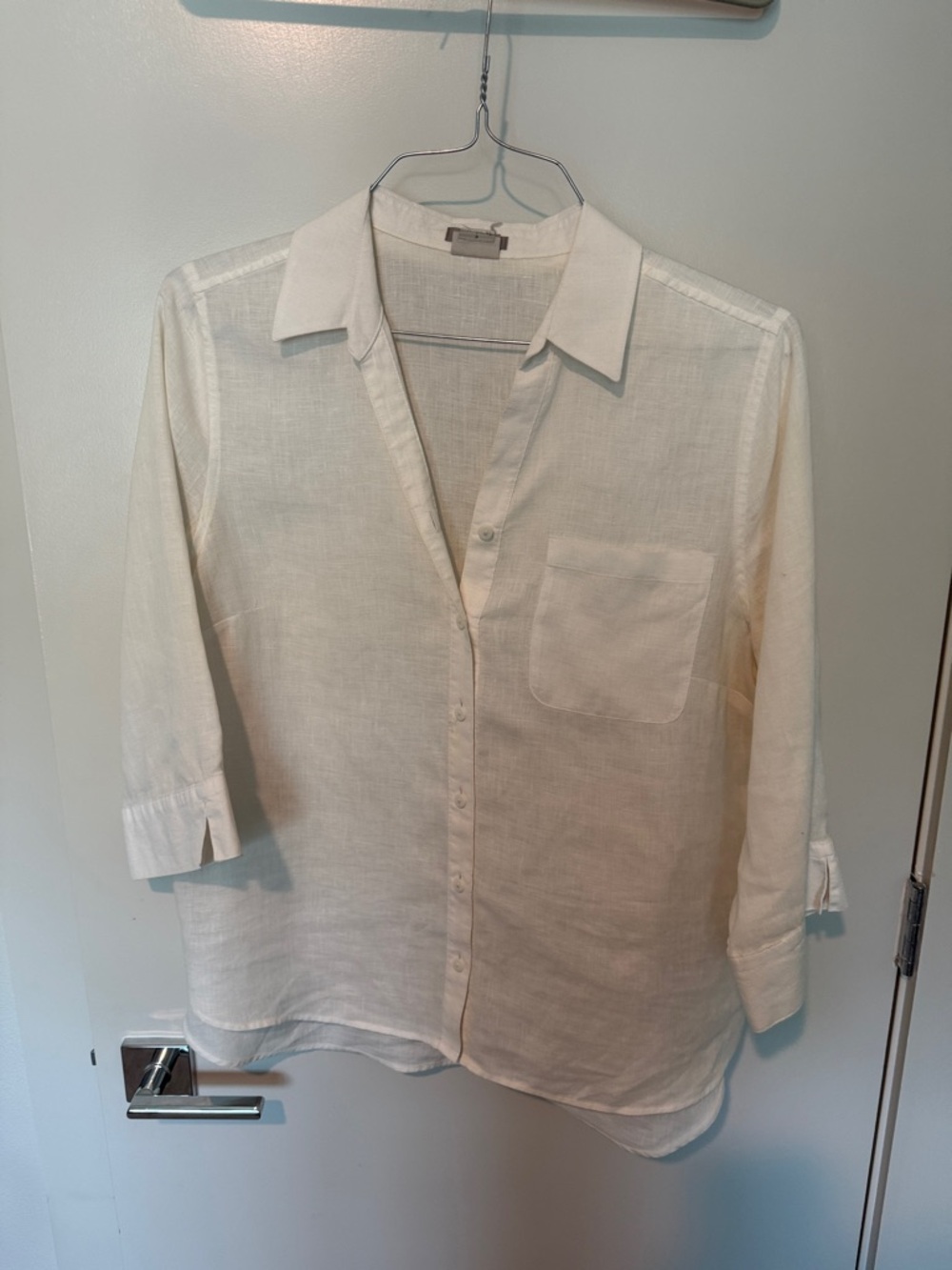 Chico's Neutral Cream Lightweight Button Shirt